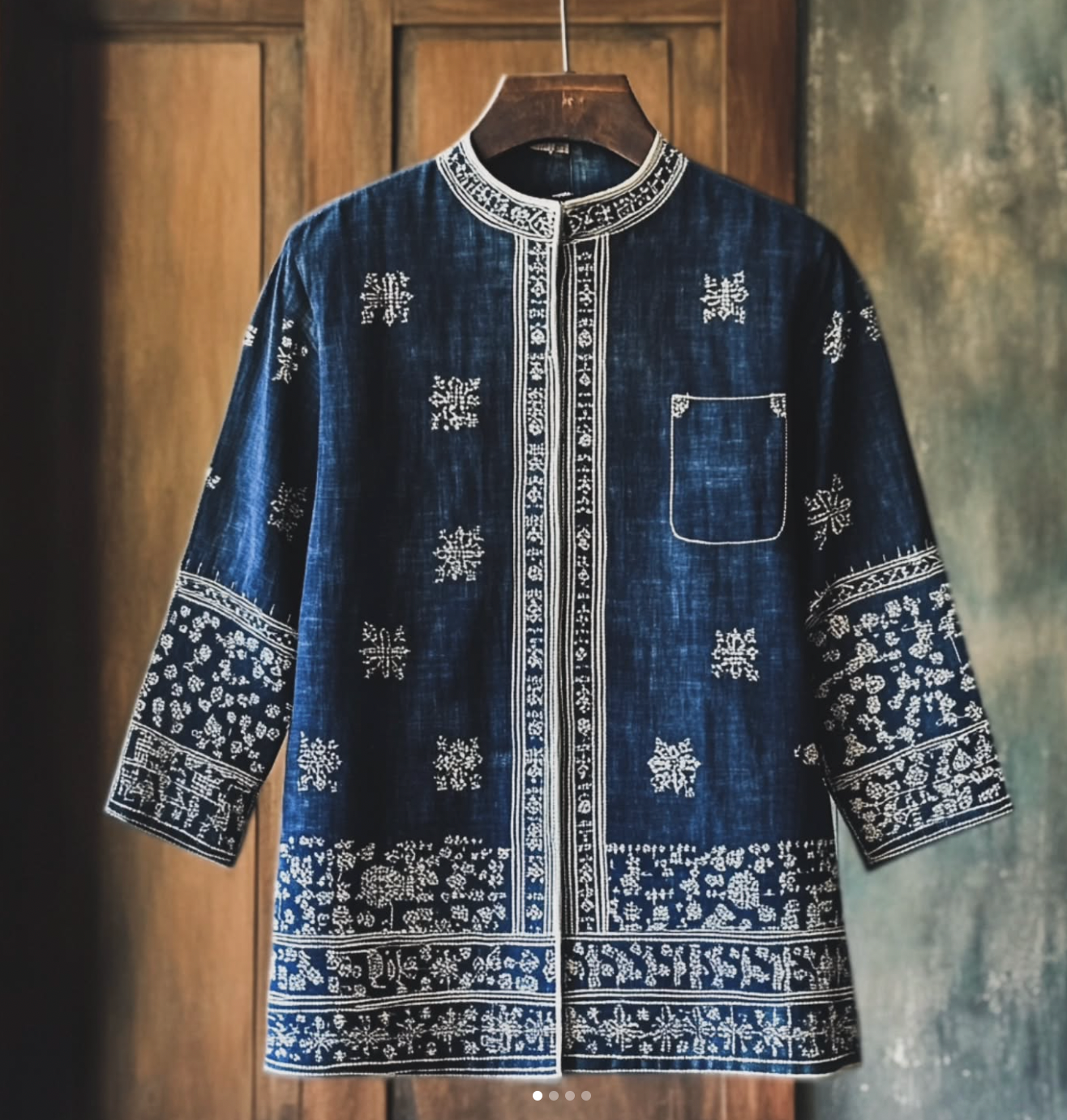 Long Sleeve Indigo Printed Shirt