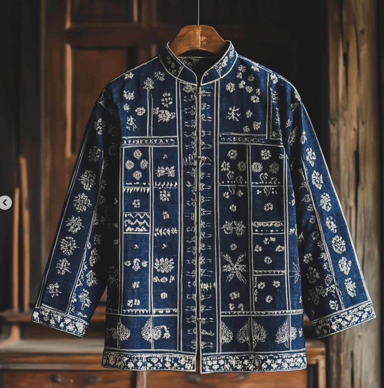 Long Sleeve Indigo Printed Shirt