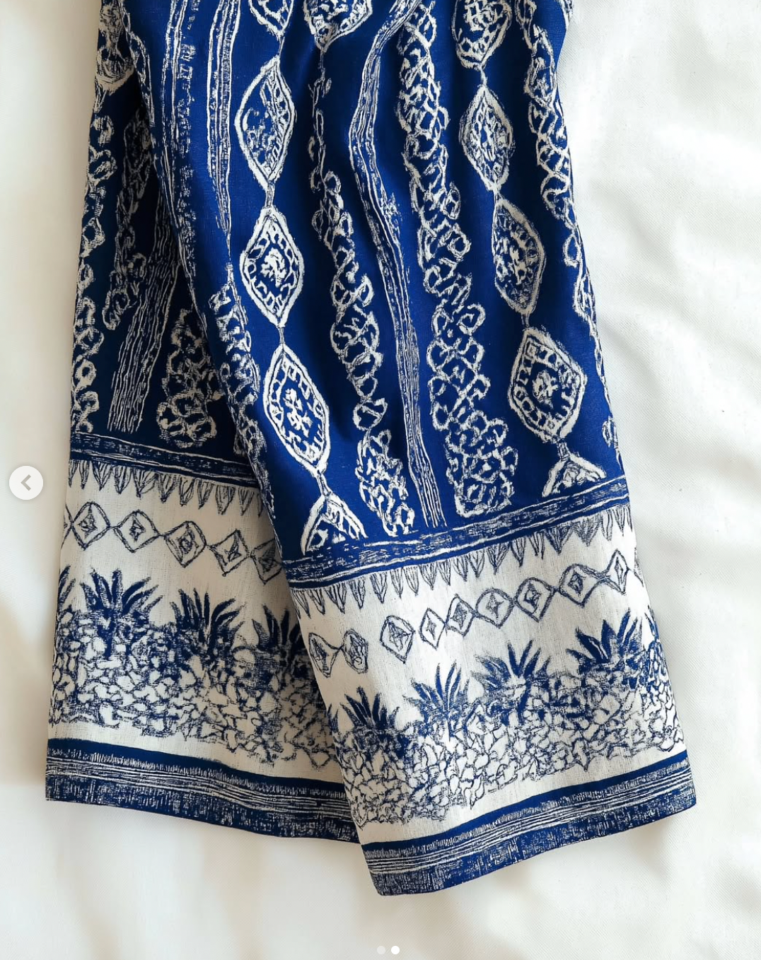 Boho Indigo & White Print Wide-Leg Trousers | Relaxed Fit Palazzo Pants