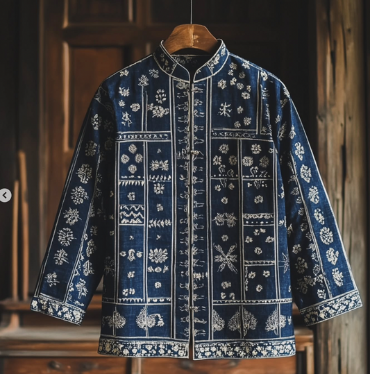 Long Sleeve Indigo Printed Shirt