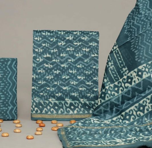 Blue Chanderi Cotton Silk Printed Saree for Women